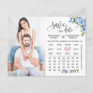 Carte Postale Enregistrer la date Calendrier photo mariage flora