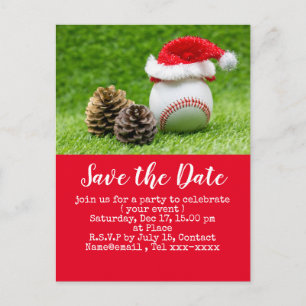 Carte Postale Enregistrer la date de la fête de Noël au baseball