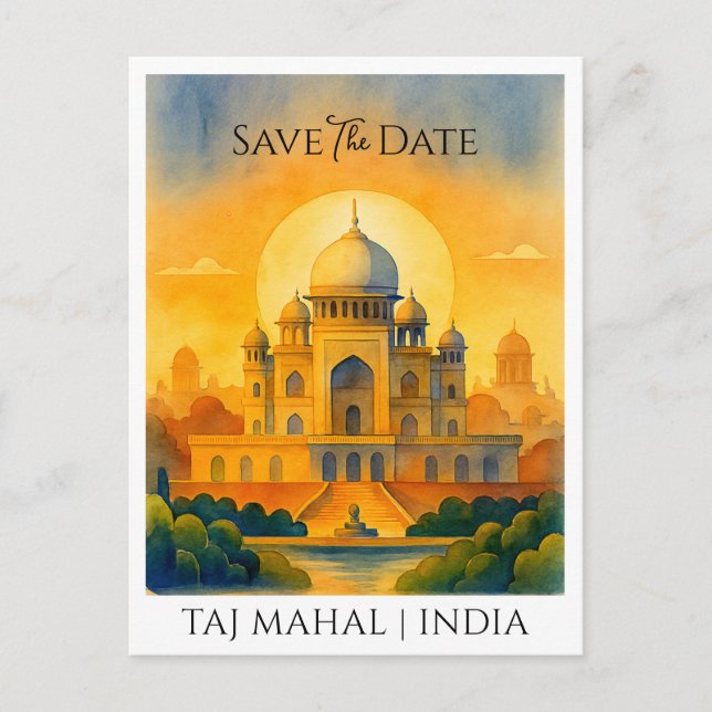 Carte Postale Enregistrer la date de l'annonce | Taj Mahal Inde  (Devant)