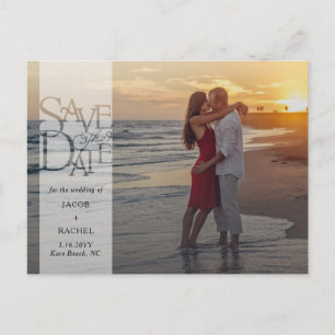 Carte Postale Enregistrer la date Elegant Overlay Banner Photo M