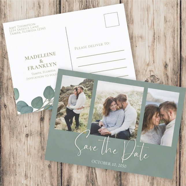 Carte Postale Enregistrer la date Eucalyptus Mariage Foliage de  (Créateur téléchargé)
