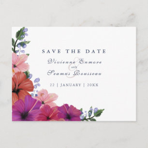 Carte Postale Enregistrer la date mariage de fleur d'aquarelle t