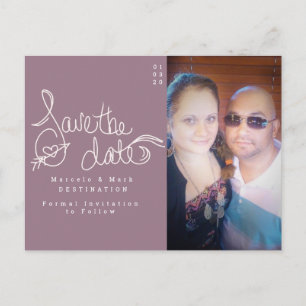 Carte Postale Enregistrer la date minimaliste à la main Scripté 