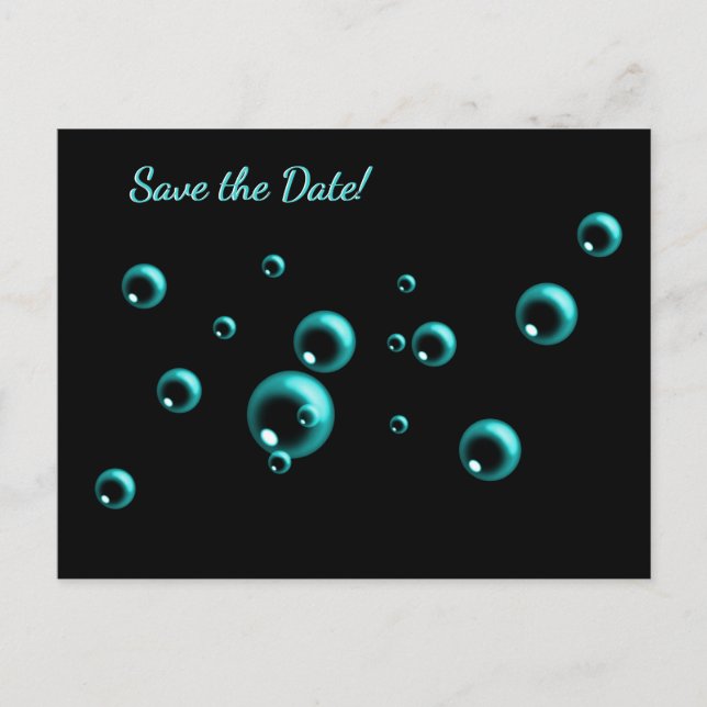 Carte Postale Enregistrer la date Minimaliste Aqua Blue bulles (Devant)