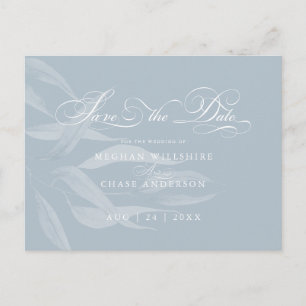 Carte Postale Enregistrer la date Moderne Blanc Foliage sur Dust