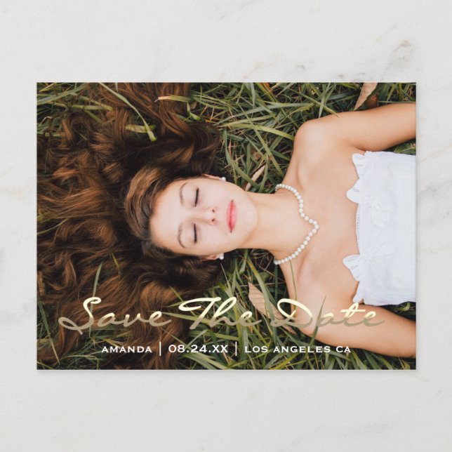 Carte Postale Enregistrer la date Photo Grey 16e 15e Fête des ma (Devant)