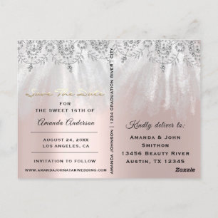 Carte Postale Enregistrer la date Photo Gris 16e 15e Baby Shower