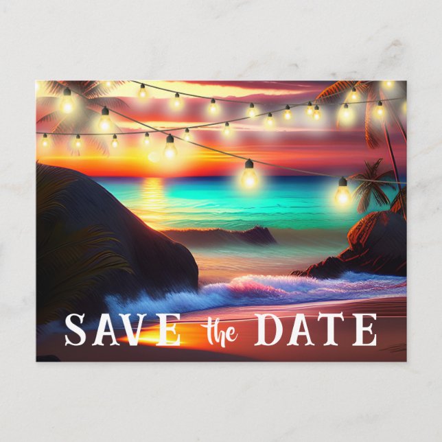 Carte Postale Enregistrer La Date QR Code Tropical Beach Faire-p (Devant)