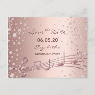 Carte Postale Enregistrer la date rose de graduation de glam or