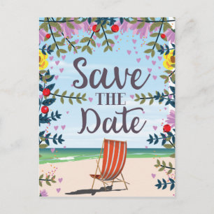 Carte Postale Enregistrer La Date Vintage Plage Vintage et trans