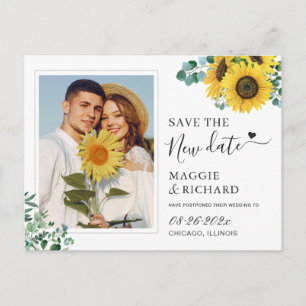 Carte Postale Enregistrer La Nouvelle Date Tournesol Eucalyptus