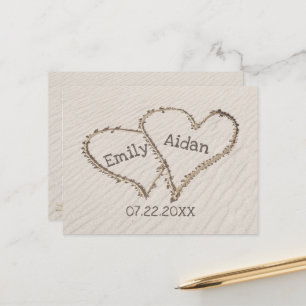 Carte Postale Enregistrer le coeur de la plage de dates avec des