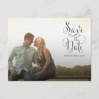 Carte Postale Enregistrer le Faire-part de typographie gris date