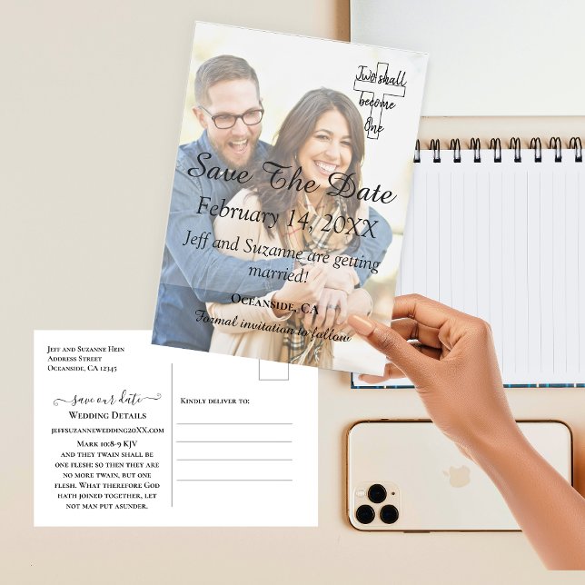 Carte Postale Enregistrer le Faire-part Fiançailles photo Date (Save The Date Photo Engagement Announcement Postcard)
