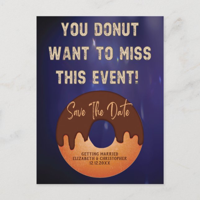 Carte Postale Enregistrer Le Mariage D'Événement Date Donut Neon (Devant)