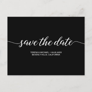Carte Postale Enregistrer le script Date Simple mariage noir bla