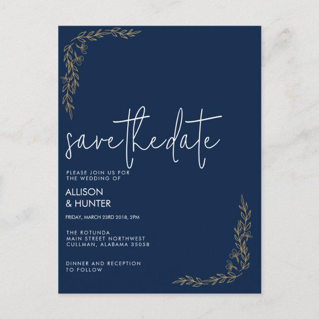 Carte Postale Enregistrer L'Invitation Date (Devant)