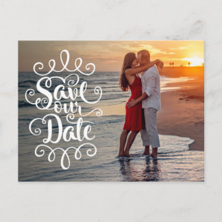 Carte Postale Enregistrer notre Mariage de date | Script Ornat m