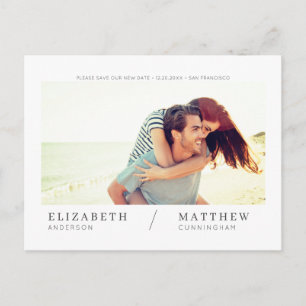 Carte Postale Enregistrer Notre Nouvelle Date Simple Chic Mariag