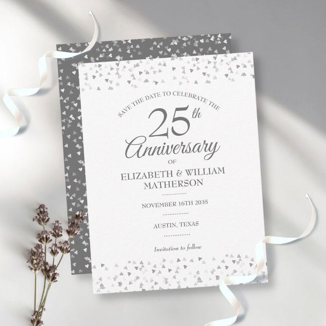 Carte Postale Enregistrez la date du 25e anniversaire Silver Lov (Créateur téléchargé)