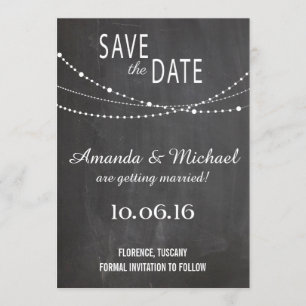 Carte postale Enregistrez la date - guirlande lumi