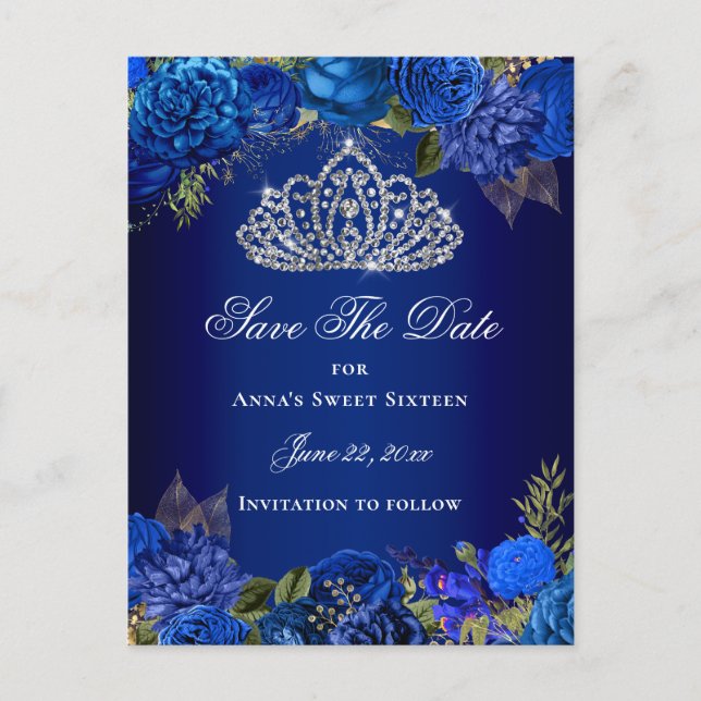Carte Postale Enregistrez la date pour les seize ans de fleurs b (Devant)