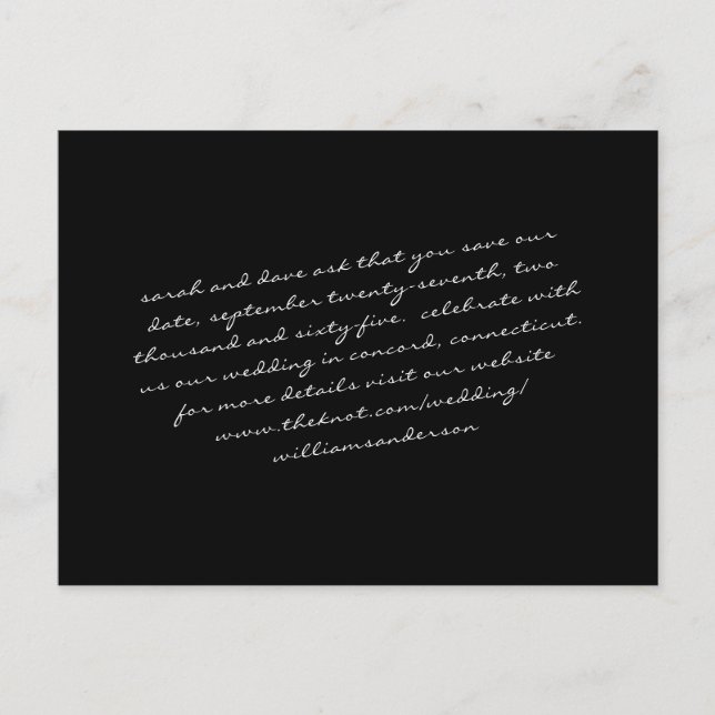 Carte Postale Enregistrez notre Date texte seul Script Moderne N (Devant)