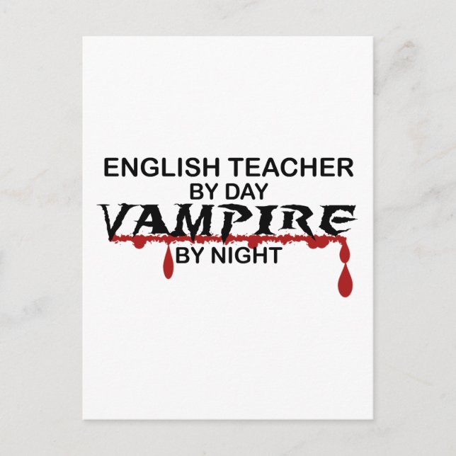 Carte Postale Enseignant anglais Vampire par nuit (Devant)
