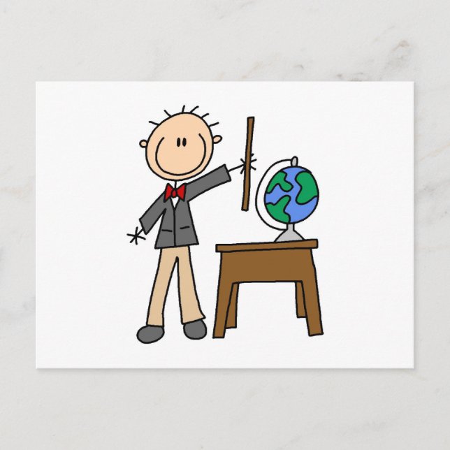 Carte Postale Enseignant avec globe (Devant)
