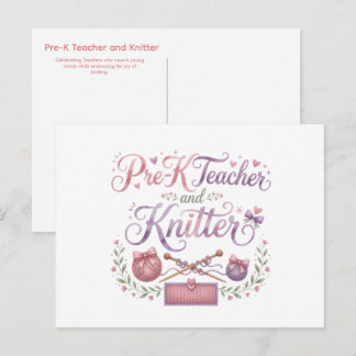 Carte Postale Enseignant de maternelle et tricoteuse | Enseignan