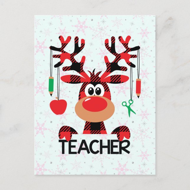 Carte Postale Enseignant de Noël Buffalo Plaid (Devant)
