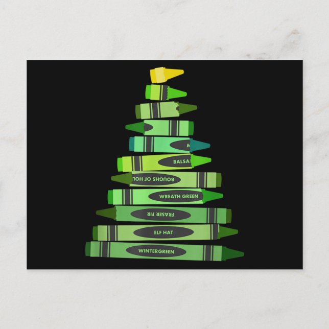 Carte Postale Enseignant Noël Gif Crayon Tree (Devant)