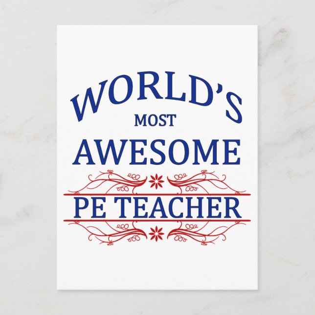 Carte Postale Enseignant PE le plus génial au monde (Devant)