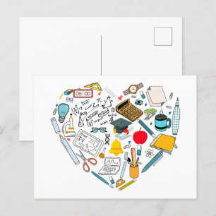 Carte Postale Enseignant Professeur Outil Coeur