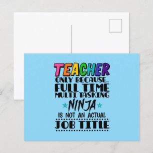 Carte Postale Enseignant Seulement Parce Que Plein Temps Multi T