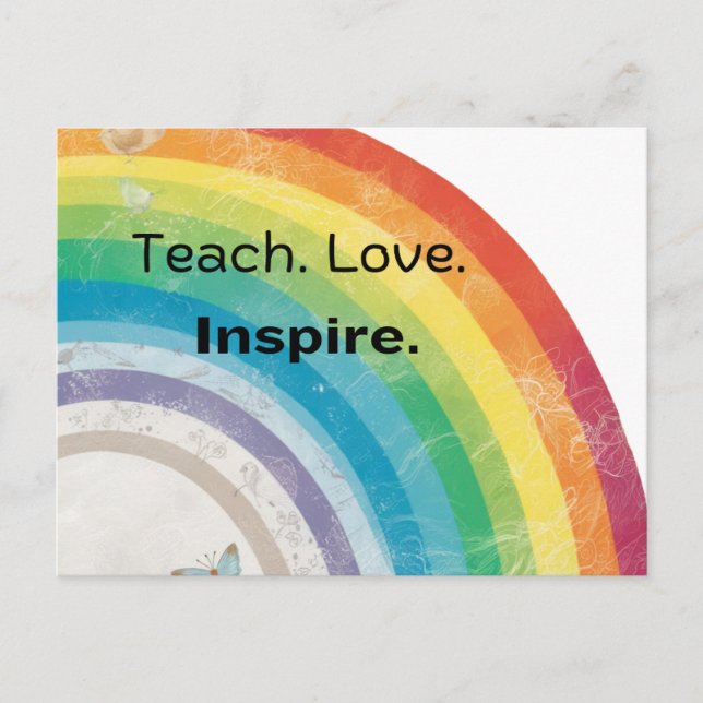 Carte Postale Enseignant Whimsical Aimer Inspirer Rainbow Teache (Devant)