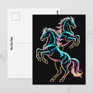 Carte Postale Enseigne au néon Cheval Style Rétro Glitch