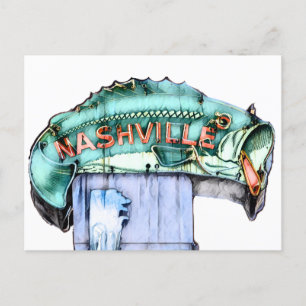 Carte Postale Enseigne au néon de pêcheur de Nashville Poisson A