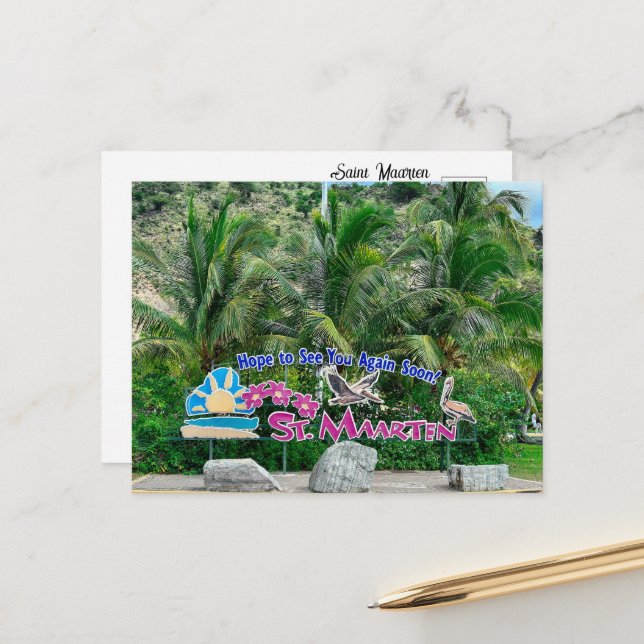 Carte Postale Enseigne de Saint-Martin (Devant/Arrière en situation)