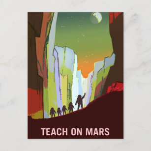 Carte Postale Enseignement vintage sur Mars Recrutement