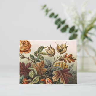 Carte Postale Ensemble d'art floral automnal vintage, botanique