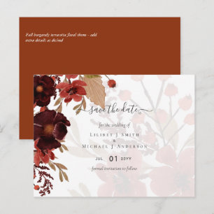 Carte Postale Ensemble de mariage floral d'automne Terracotta Bo