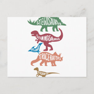 Carte Postale Ensemble de silhouettes de différents dinosaures