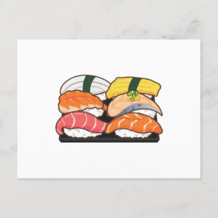 Carte Postale Ensemble de sushis Kawaii - crevettes à l'oeuf de 