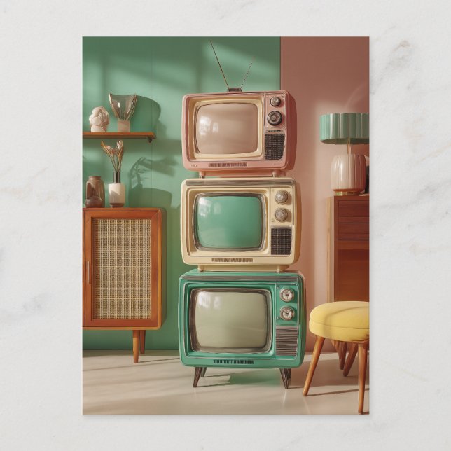 Carte Postale Ensemble de téléviseurs rétro empilés (Devant)