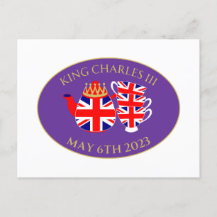 Carte Postale Ensemble de thé Union Jack pour le couronnement du