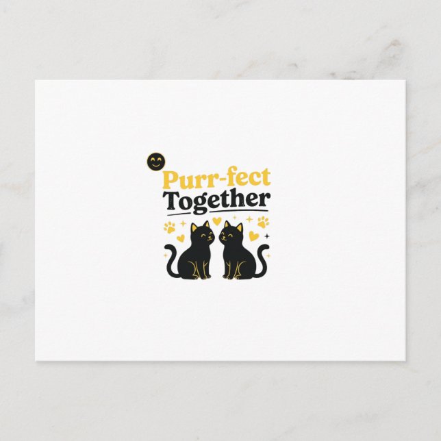 Carte Postale Ensemble Parfait | Couples de Chats Drôles (Devant)