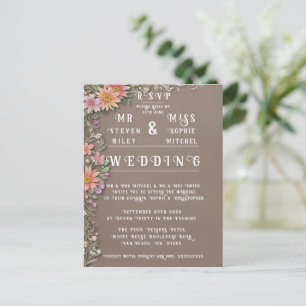 Carte Postale Ensembles de faire-part de mariage floraux élégant