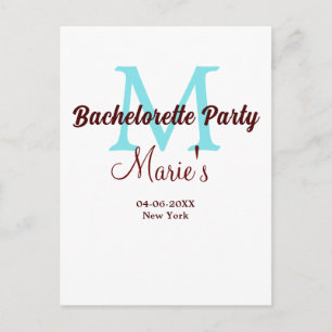 Carte Postale enterrement de vie de jeune fille monogramme ajout