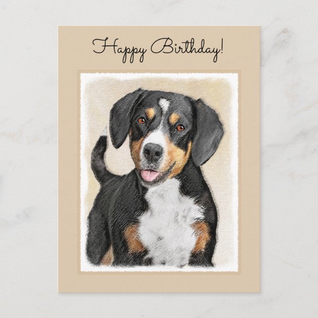 Carte Postale Entlebucher Mountain Dog Peinture - Art original (Devant)
